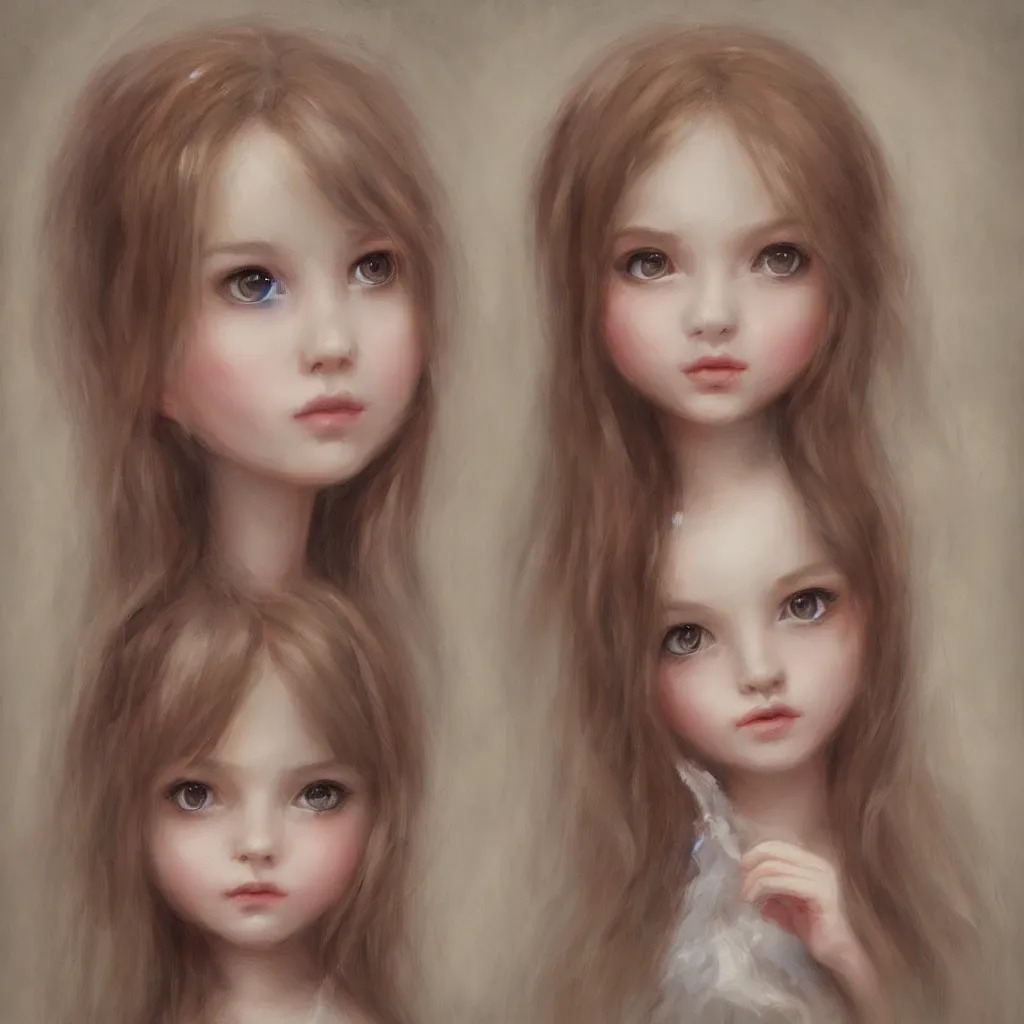 Prompt: portrait of a cute girl painted by Nicoletta Ceccoli, detailed, award winning, digital painting, artstation, concept art, smooth, sharp focus, illustration,