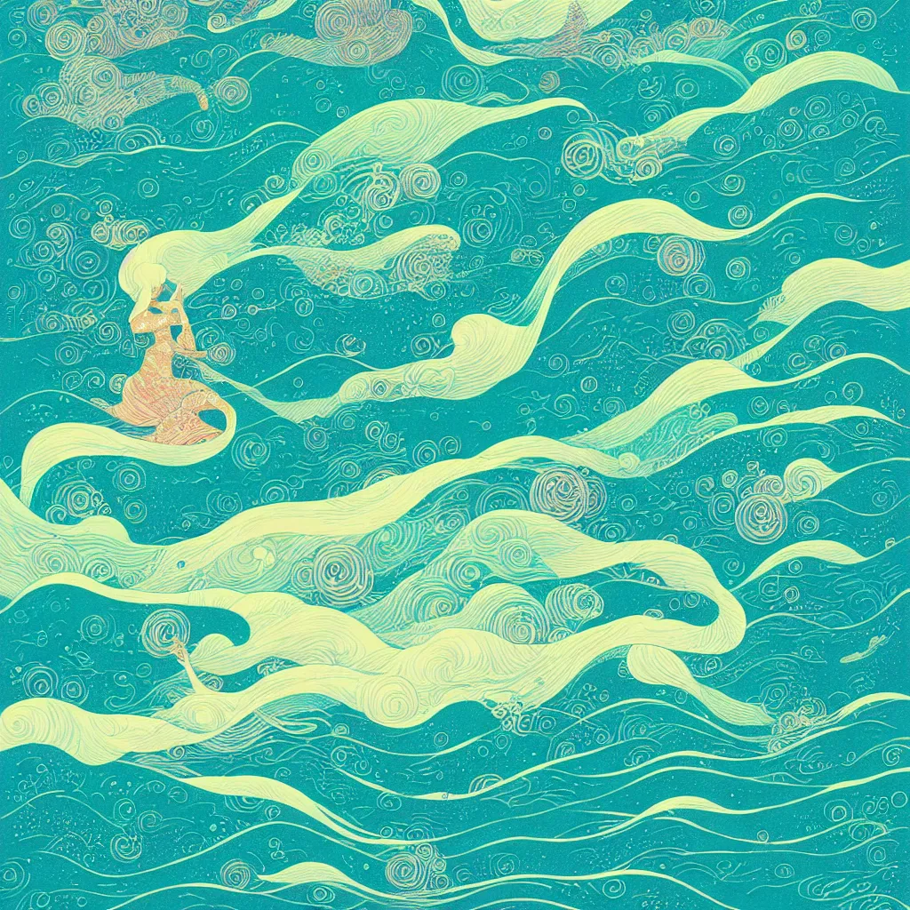 Prompt: ocean swells by victo ngai