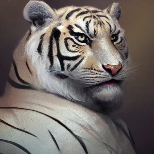 Prompt: a beautfiul award winning aesthetic commission of an antrho albino tiger wearing golden victorian aemour,digital art,art by greg rutkowski,character design by charles bowater,ross tran,photorealistic,detailed face,hyperdetailed,western comic,2021,artstation,deviantart,western comic style