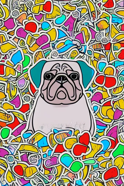 Image similar to Portrait of a big chungus pug, sticker, colorful, illustration, highly detailed, simple, smooth and clean vector curves, no jagged lines, vector art, smooth