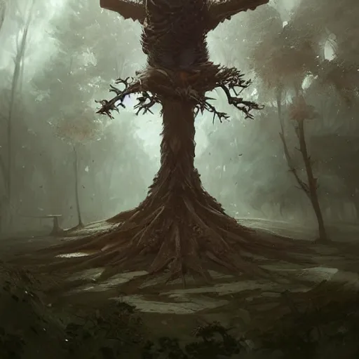 Prompt: a tree in the shape of a bird, it has wings, by greg rutkowski, trending on art station, highly detailed, magic the gathering, matte painting