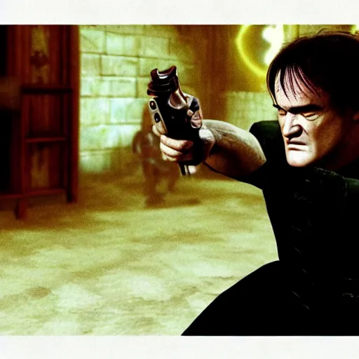 Image similar to quentin tarantino in the video game elden ring