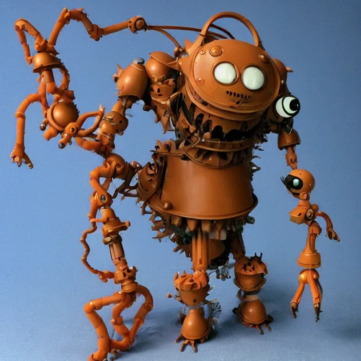 Prompt: A Lovecraftian scary giant mechanized adorable Barbie from Studio Ghibli Howl's Moving Castle (2004) as a 1980's Kenner style action figure, 5 points of articulation, full body, 4k, highly detailed. award winning sci-fi. look at all that detail!