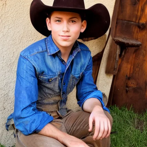 Prompt: a very handsome young man who is a cowboy