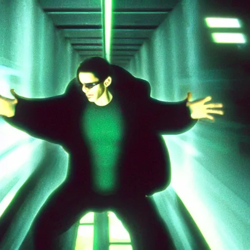 Prompt: Neo finally escaping from the Matrix, very detailed, high-quality, cinematic 4k