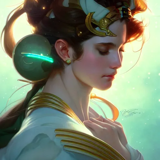 Image similar to Sailor Jupiter, fantasy, intricate, elegant, highly detailed, digital painting, artstation, concept art, matte, sharp focus, illustration, art by Artgerm and Greg Rutkowski and Alphonse Mucha