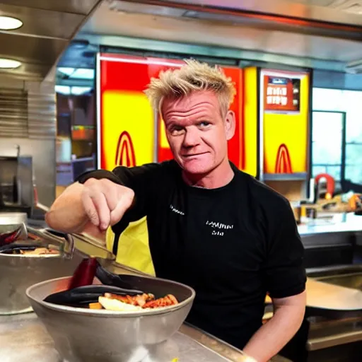 Image similar to gordon ramsey working at macdonalds