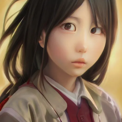 Image similar to ultra-detailed, HD semirealistic anime CG concept art digital painting of a Japanese schoolgirl, by a Chinese artist at ArtStation, by Huang Guangjian, Fenghua Zhong, Ruan Jia, Xin Jin and Wei Chang. Realistic artwork of a Chinese videogame, gentle an harmonic colors.