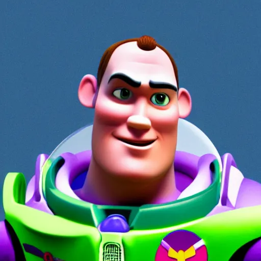 Image similar to realistic! photo of buzz lightyear with a buzz cut hairstyle, trending on artsation, 8k