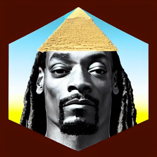 Image similar to pyramid of giza with snoop dogg head