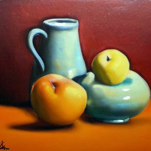 Prompt: still life painting by David Brown, matte, high detailed, realistic