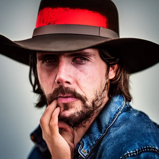 Image similar to Jesse McCree, portrait photography, 100mm focal length, dramatic,