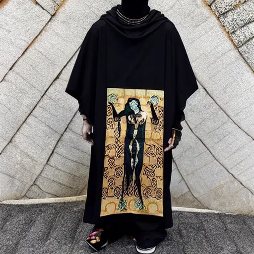 Image similar to ancient greek philosphers wearing gucci versace intricate textile chiton himation cloak tunic detailed design japanese kanji streetwear cyberpunk modern fashion