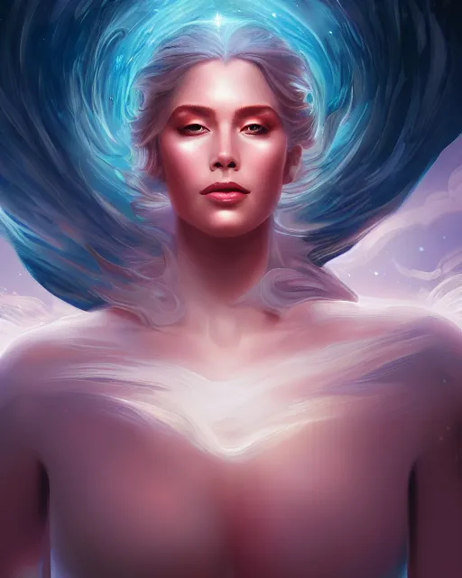 Image similar to painting of stunning otherworldly goddess of beauty rising from the void, highly detailed, digital painting, artstation, concept art, smooth, sharp focus, illustration, 8 k