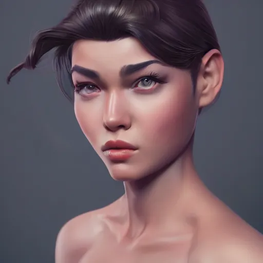 Image similar to stylized portrait of a young and strong girl by Artgerm, concept art, detailed face, digital art, octane render trending on artstation, 4k, 8k, HD