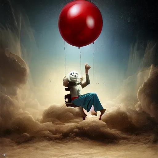 Image similar to michal karcz surrealism painting of pennywise floating in space. , horror theme, detailed, elegant, intricate, 4k, Renaissance painting