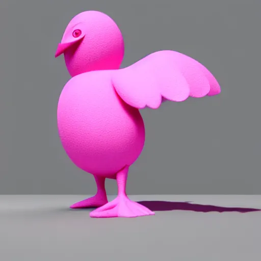 Prompt: a giant pink windup chick, 3d model, octane engine, realistic shadows, dynamic lighting