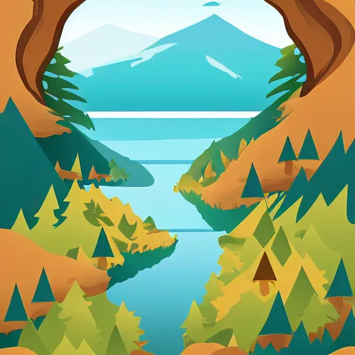 Prompt: mountain water illustration vector digital art trending on artstation w 6 4 0