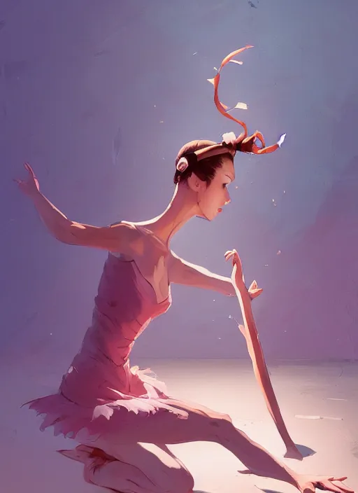 Image similar to ballerina overwhelmed with floating thoughts behance hd artstation by jesper ejsing, by rhads, makoto shinkai and lois van baarle, ilya kuvshinov, ossdraws, that looks like it is from borderlands and by feng zhu and loish and laurie greasley, victo ngai, andreas rocha