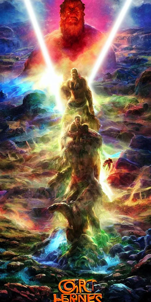 Image similar to a modern 8 k hi res well lit dynamic volumetric lighting god rays 8 0 mm photo of zardoz and goku monsters and orcs and horses hercules greek and roman mythology game of thrones psychedelic mushroom acid marvel iceland lemmings soldiers king arthur maul horror zombie battle scene from the future year 3 0 3 5 crispy details crunchy hi fx pixar