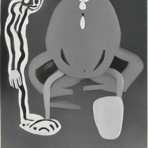 Image similar to A character by Charles Addams and Milton Avery