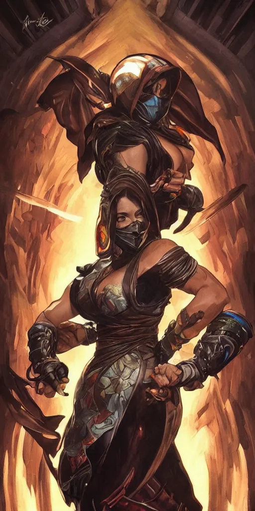 Image similar to Mortal Kombat by Artgerm and greg rutkowski and alphonse mucha