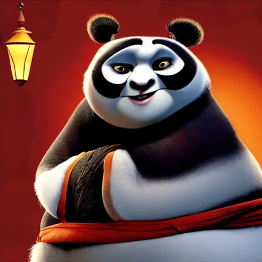 Prompt: Helena Bonham Carter as Po from Kung Fu Panda