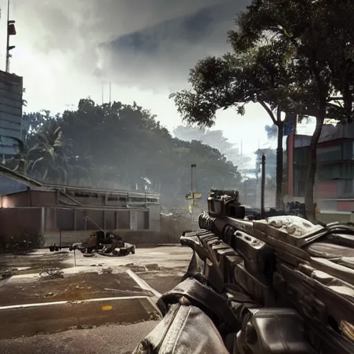 Prompt: in game screenshot, battlefield 4 in brazil