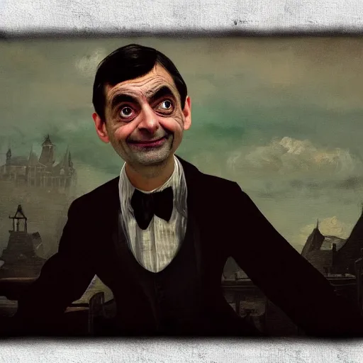 Prompt: Mr. Bean in the style of a painting from Dishonored