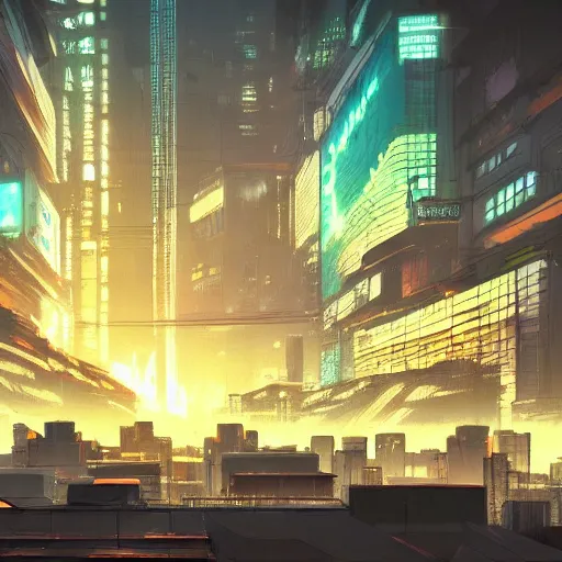 Image similar to A cyberpunk city by Makoto Shinkai