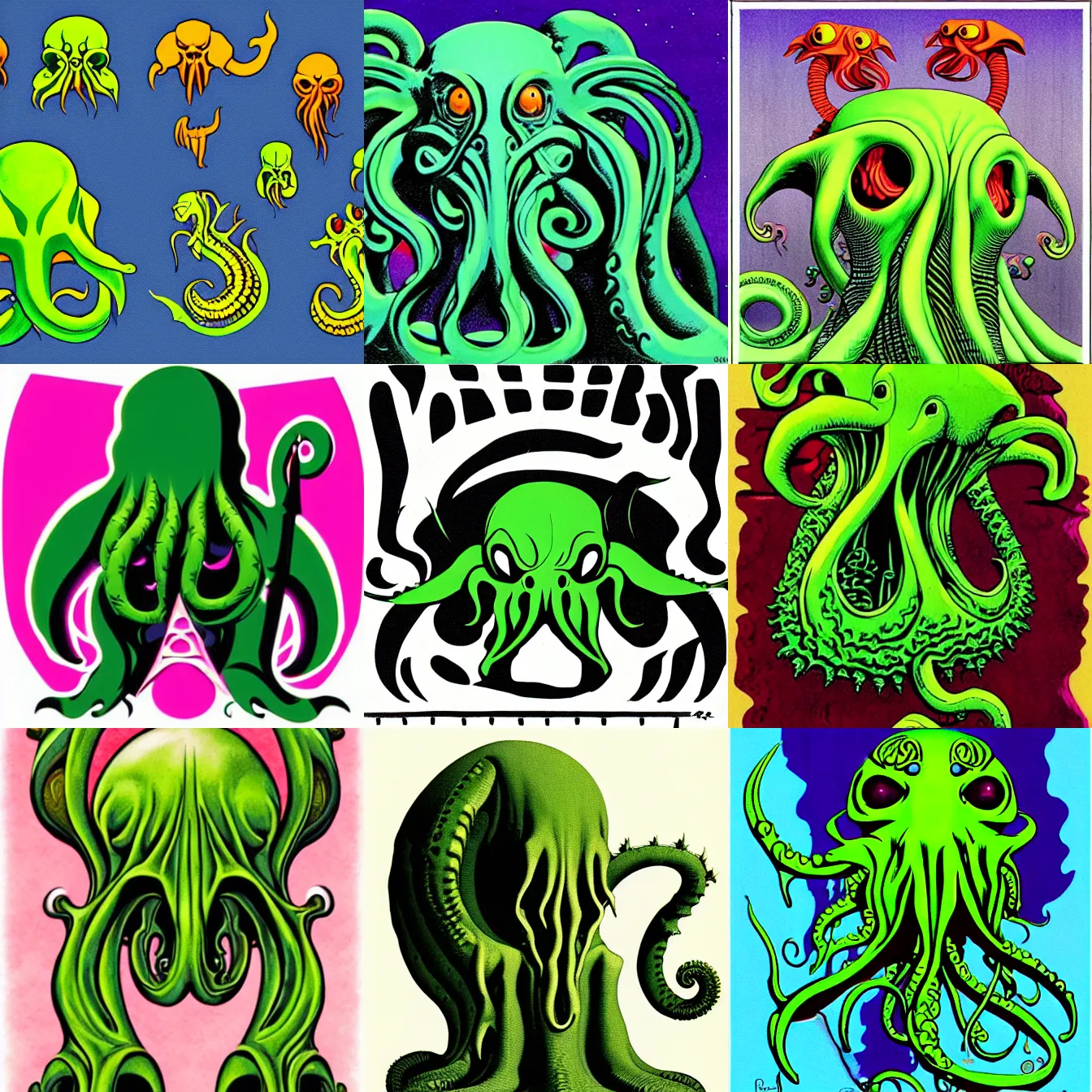 Prompt: art by roger dean. cute cthulhu icon, vector graphics
