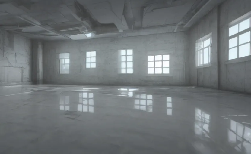 Image similar to empty room, open shiny floor, hyper details, unreal engine and v - ray render.