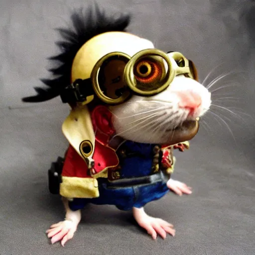 Image similar to a rat with steampunk googles, from One piece