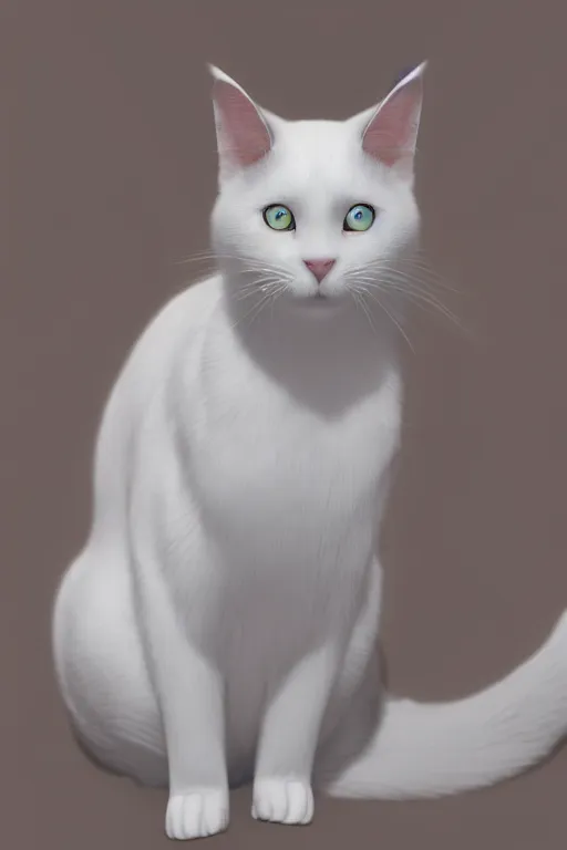 Image similar to a white cat with blue eyes wearing a red formal overcoat, hyperrealistic, concept art, octane render, unreal engine 5, realistic and defined face, profile picture, digital art, pixar and disney style, symmetrical, high quality, highly detailed, high coherence, path traced, house background, low contrast, beautiful, elegant clothes