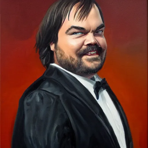 Prompt: Oil painting of jack black