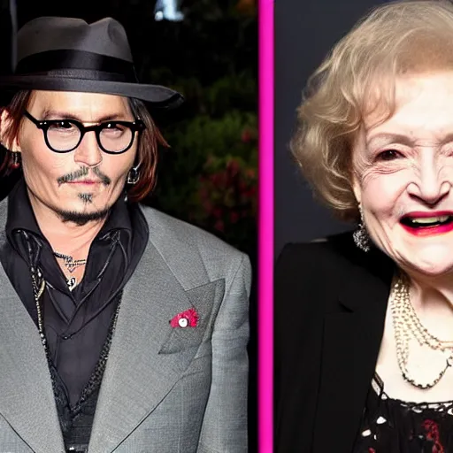 Image similar to Johnny Depp hanging out with Betty White