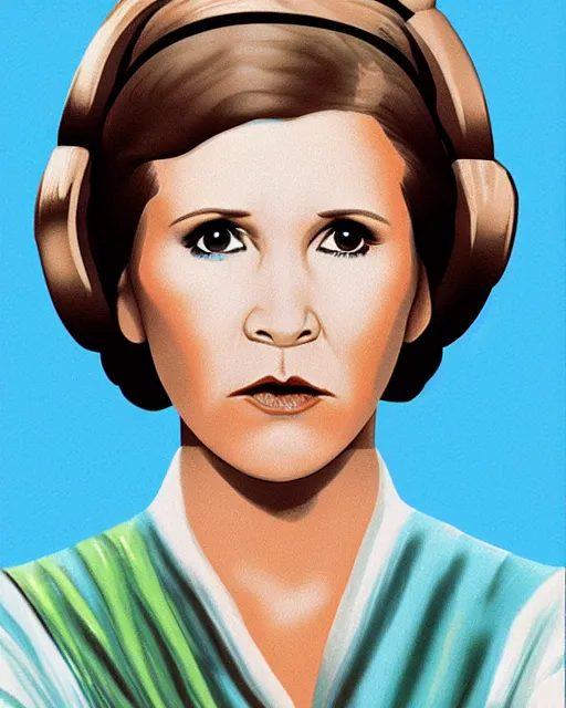 Image similar to carrie fisher in star wars, 1977, digital art, cdx