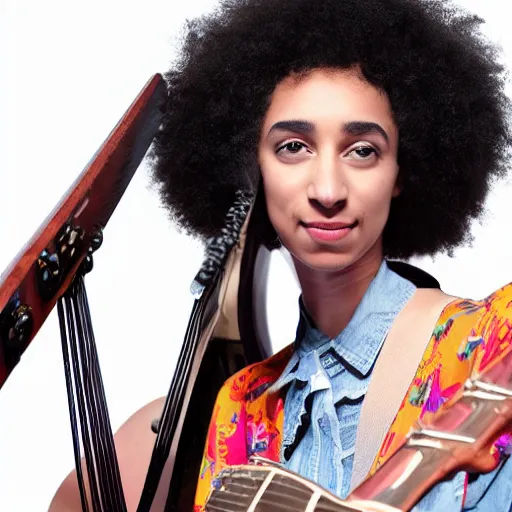 Prompt: a mixture of esperanza spalding and lianne la havas, hyperrealistic