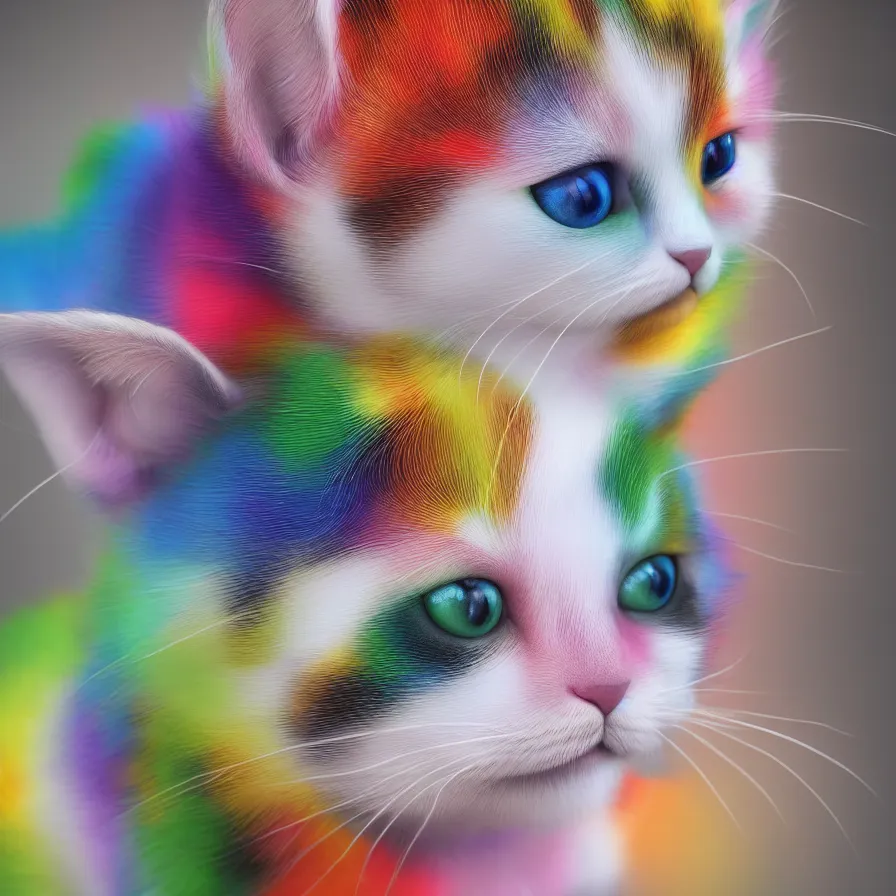 Prompt: a Rainbow kitten, ultra realistic, artstation, sharp focus, 8K