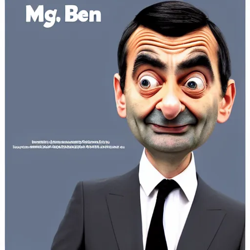 Image similar to Poster for the 2022 Mr. Bean CGI Animated Movie, Mr. Bean's head and body peaking out of the right side of the screen, Mr. Bean has a smug expression on his face, highly detailed, very detailed, extremely detailed, detailed, digital art, trending on artstation, CGI, 3D