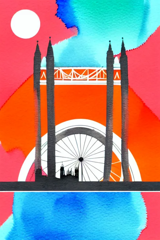 Prompt: minimalist watercolor art of london eye, illustration, vector art