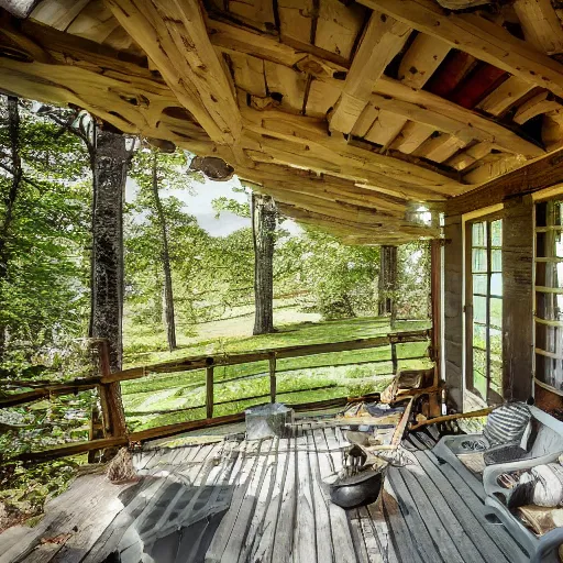 Image similar to farmhouse with farmhouse treehouse