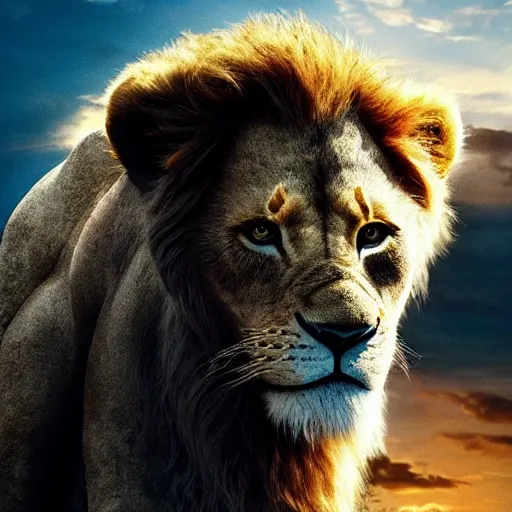 Prompt: a film poster of a new christopher nolan movie about the lion king