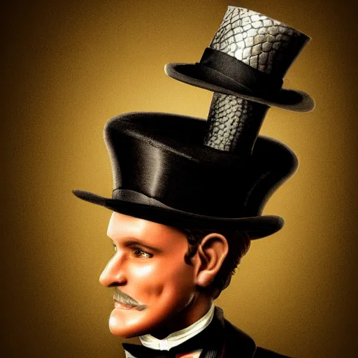 Image similar to Man snake in top hat, photo, detailed, 4k