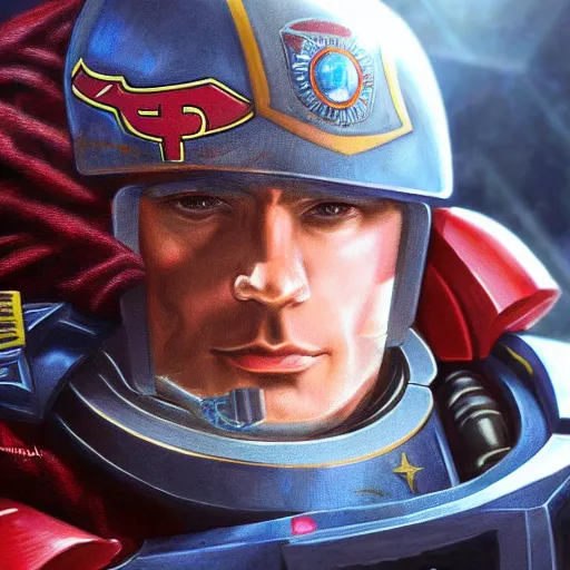 Image similar to Henry Cavill as a Space Marine, closeup character portrait art by artgem, digital art, trending on artstation
