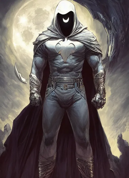 Image similar to digital _ painting _ of _ moon knight _ by _ filipe _ pagliuso _ and _ justin _ gerard _ symmetric _ fantasy _ highly _ detailed _ realistic _ intricate _ port