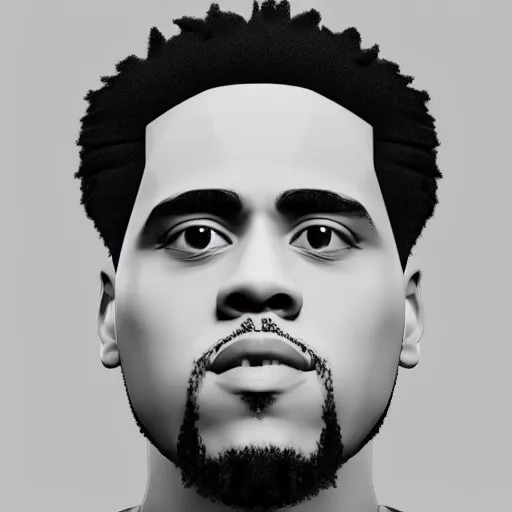 Image similar to 3 d low poly render of jcole, ultra hd, white background