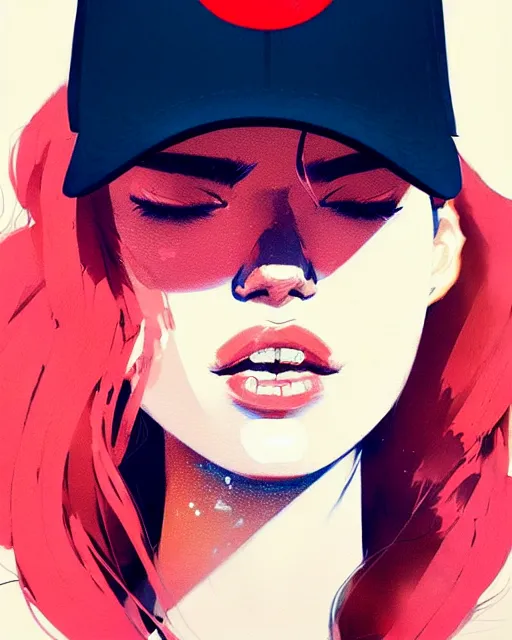 Image similar to a ultradetailed beautiful portrait panting of a stylish woman wearing a snapback, by conrad roset, greg rutkowski and makoto shinkai, trending on artstation