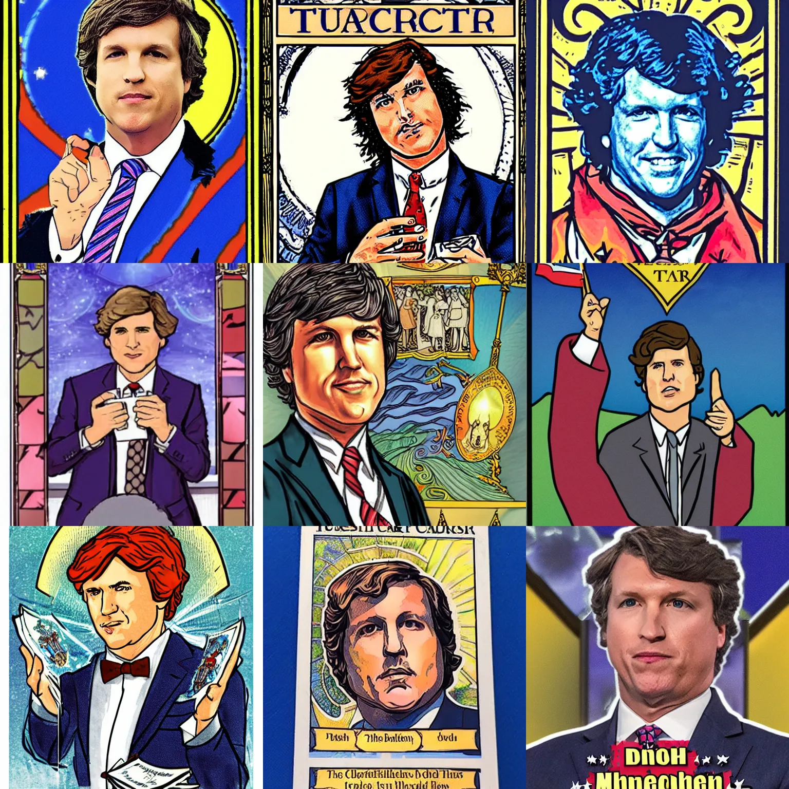 Prompt: Tucker Carlson tarot card