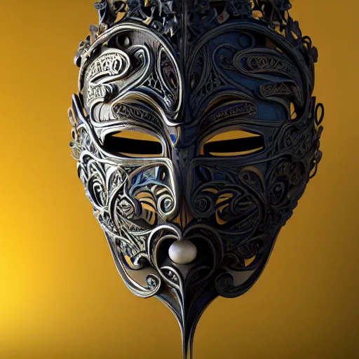 Image similar to an elaborate intricate mask made of wind, rendered in octane, behance hd, bokeh backdrop